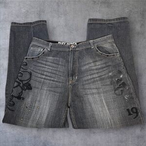 Vintage Ruff Ryder Charcoal Wash Embroidered Jeans Size 40x34‎ Streetwear D22
